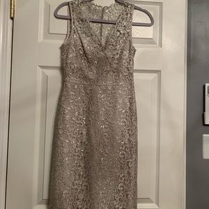 Silver lace V-neck dress